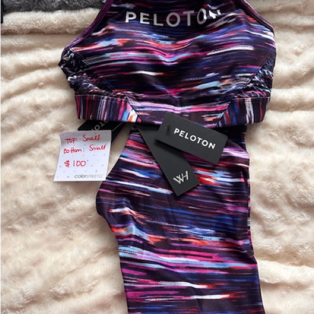 Peloton Striped Athletic Top in Purple and Blue